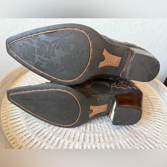 Ariat Dandy Sassy Inlay Brown Leather Western Boots - Picture 5 of 12